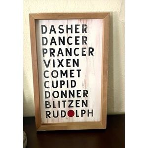 Christmas Santa’s Reindeer Names Wood Sign